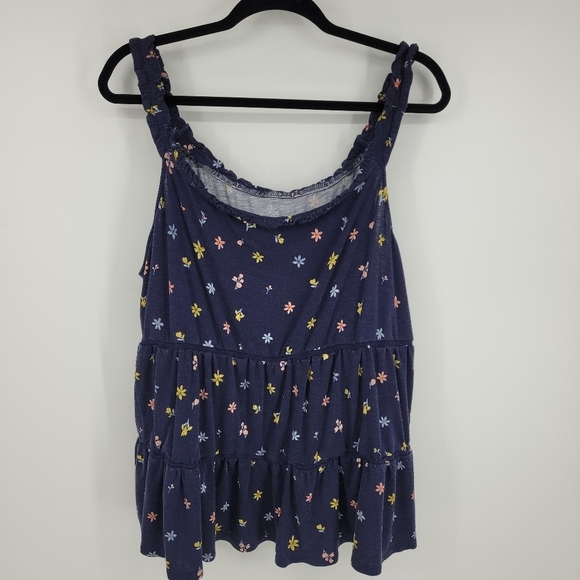 Torrid Womens Navy Ditsy Super Soft Slub Tiered Off the Should Top Size 4X - Picture 7 of 12